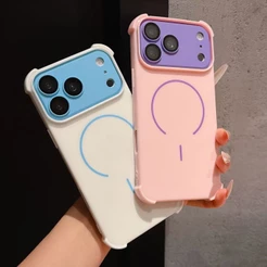 Adequado para iPhone 11-18 Novas capas protetoras magnéticas resistentes a choques, equipadas com moldura de câmera remo