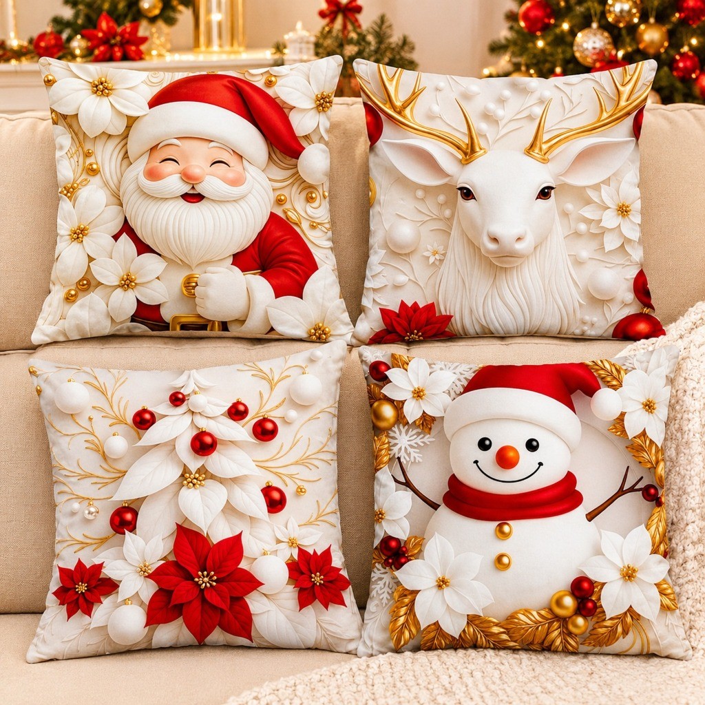 CAPAS NATALINAS Kit 4 capas de almofadas decorativas de natal 45cm x 45cm