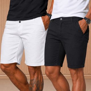 Kit de 2 Bermudas Masculina Sarja Casual Ideal para Primavera e Verão