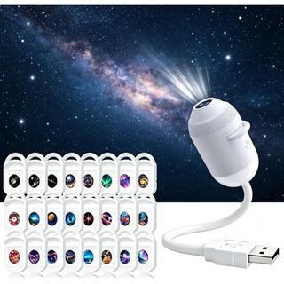 Projetor de Galáxia 2 em 1 com Luz Noturna e 24 Filmes de Projeção