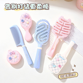 Pente fofo estilo macaron com design vazado para meninas, macio e adorável, adequado para estudantes, pente para alisar 