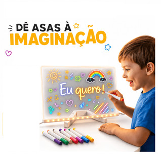 Painel LED Colorido Escreve Apaga Criativo USB Decorativo 20 x 16 Lindo Efeito Luminoso