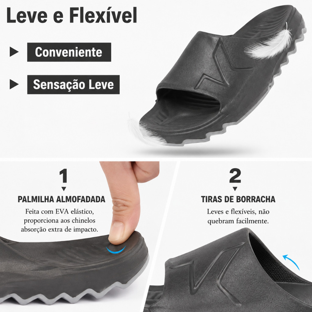 Kit 2 Pares Chinelo Slide Masculino EVA, Nunca Mais Fique sem Chinelo Perfeito Para o Dia a Dia — imagem 2 de 2