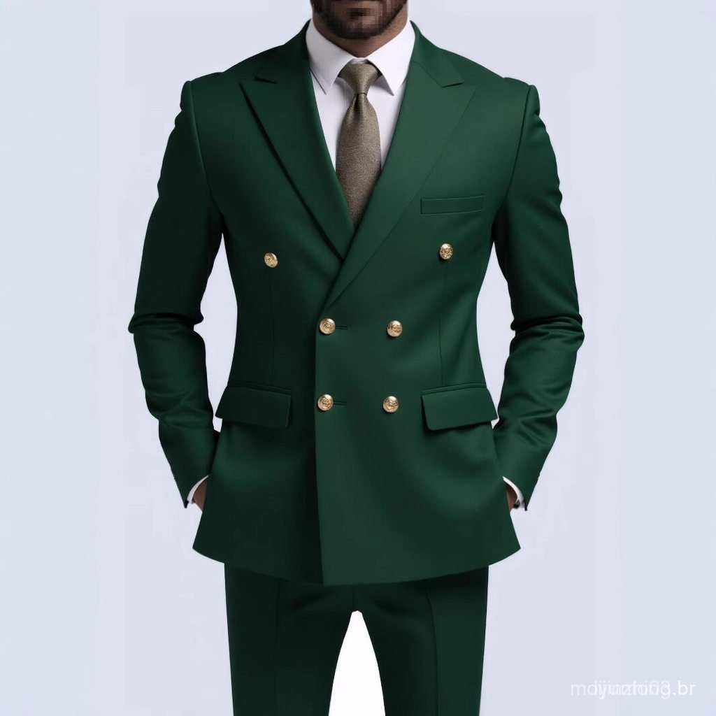 Fato de negócios casual masculino, de estilo europeu, com corte duplo, conjunto de duas peças, 5WJK CONQ.