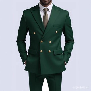 Fato de negócios casual masculino, de estilo europeu, com corte duplo, conjunto de duas peças, 5WJK CONQ.