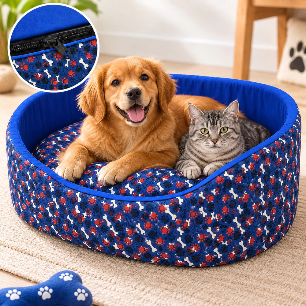 Cama Pet Europa para gatos — capa removível com zíper, lavável e espuma D23 — Tamanhos P M G GG