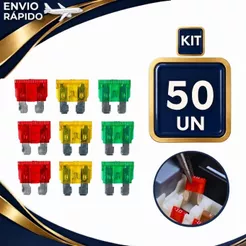 Kit 50 Unidades - Fusível Automotivos Lâminas Modelo Mini Carro Moto Versátil Fusível
