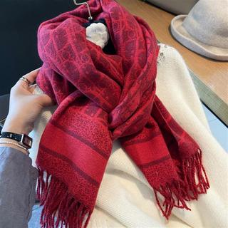 Temperamento branco vermelho dupla face carta xale de alta qualidade núcleo-fiado fio cachecol feminino inverno
