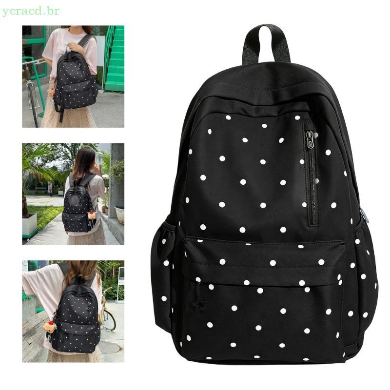 Mochila Escolar Zíper YERA Formato Nylon Pontilhado Externo Fácil Transportar E Layout Armazenamento Para D