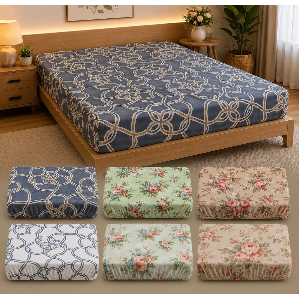 Kit com 5 Lençóis de Casal Estampados Sortidos com Elástico para Colchão e Cama Tamanho Casal Avulsos