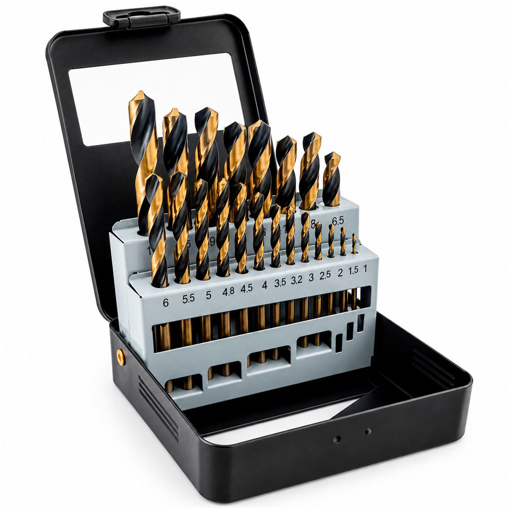 Jogo de Brocas Aço Rápido HSS 21 Peças 1 a 10mm Black Gold DIN 338 - K2