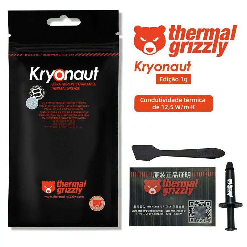 Pasta Térmica Grizzly Kryonaut 1g ORIGINAL 12.5 W/mk CPU Console TG-K-001-RS
