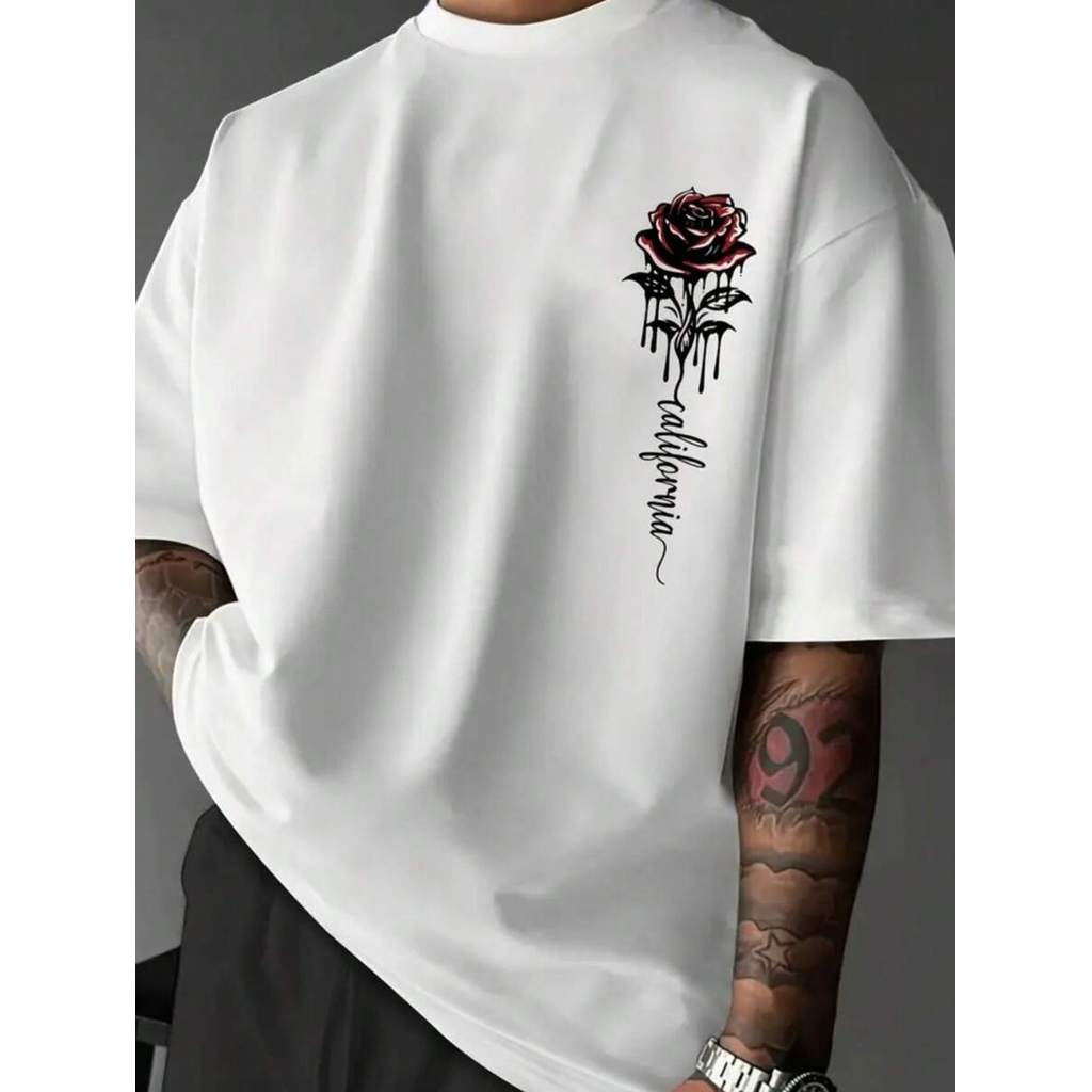 Camiseta Masculina Camisa Rosa California Lançamento Estampada 100% Algodão