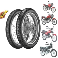 Par Pneu 90/90-18 + 275-18 Vipal ST300 Cg Titan Ybr uso Com Camara + 1 graxa brinde 80g