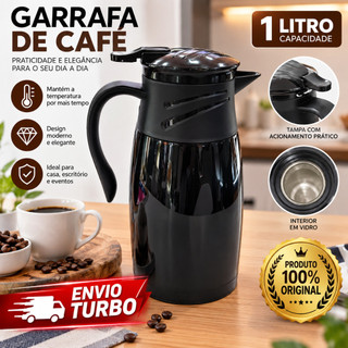 Garrafa Térmica De Café 1L  Chá Tererê Água Apertar Hotel Casa Conserva 12 horas