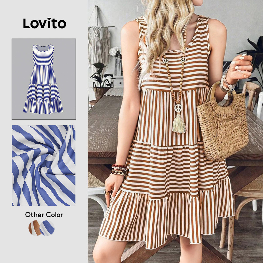 Lovito Vestido Feminino Férias em Tecido para Primavera/Verão LBL30199