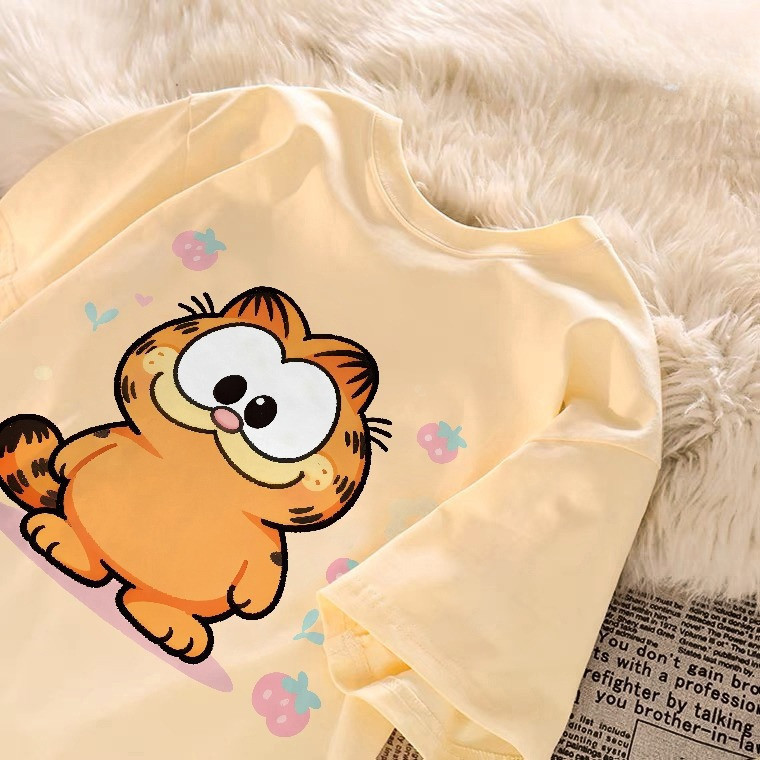 Camiseta Unissex 100% Algodão Camisa Femenina Algodão Garfield Camiseta Moda Verão Linha Premium Lançamento