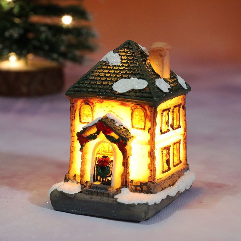 Natal novos produtos casa luminosa decoração de natal cabine luminosa resina artesanato enfeites de natal presentes de n