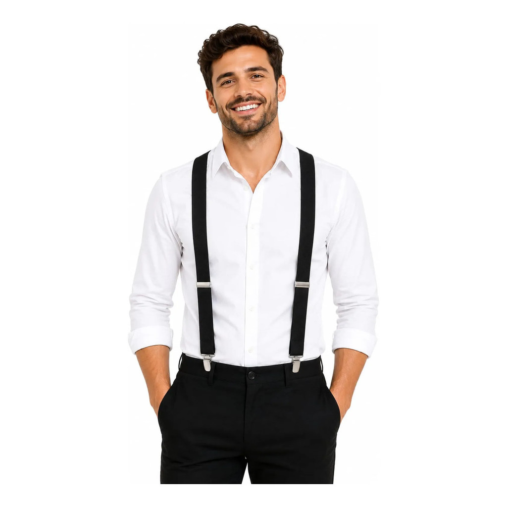 Suspensório Adulto Preto Ajustável Feminino Ou Masculino Festa Halloween