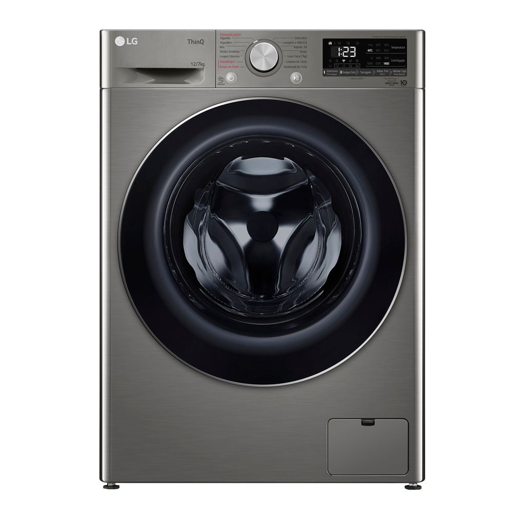 Lava e Seca LG 12Kg Smart com Inteligência Artificial AIDD Inox VC4 CV5012PC4A - 220 Volts