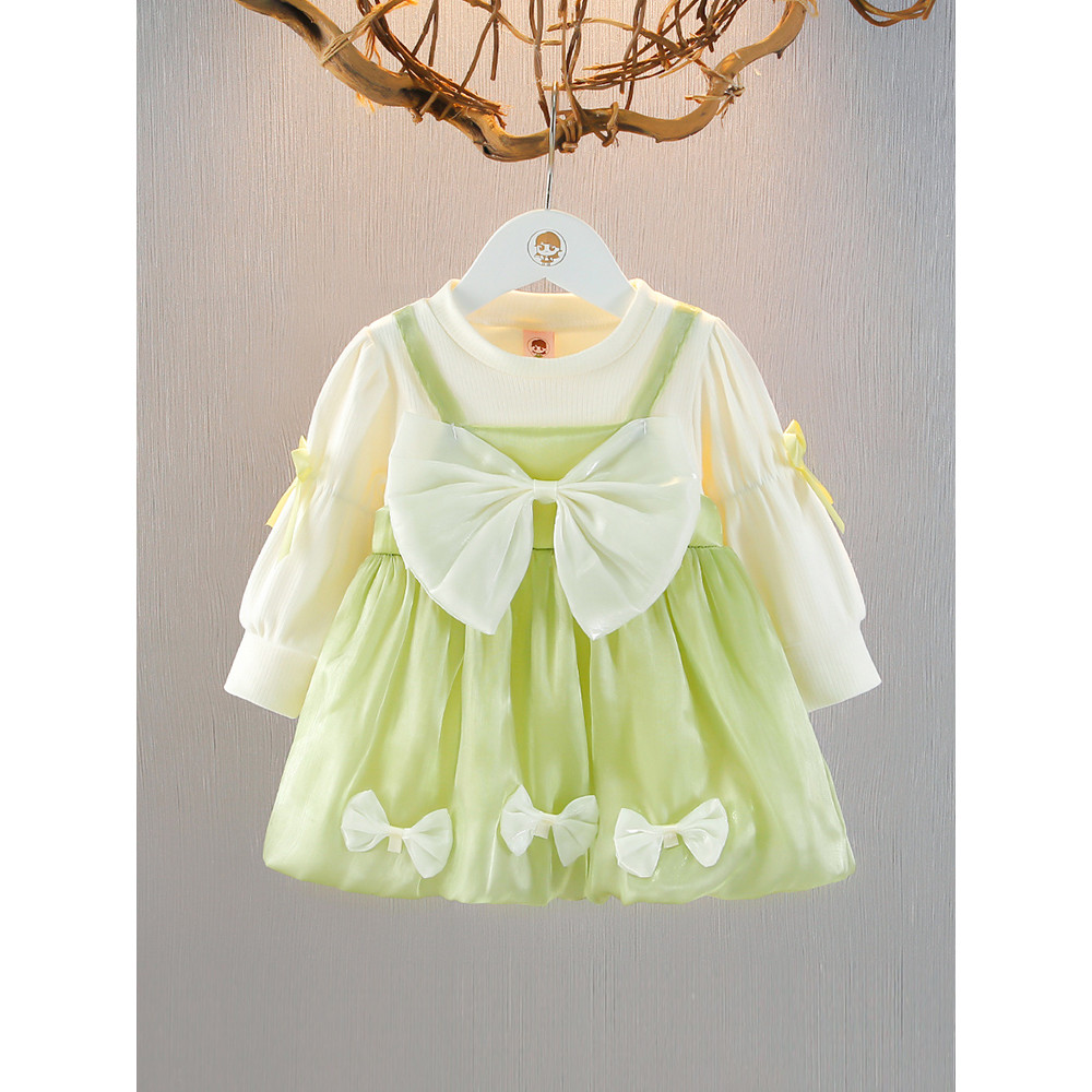 Meninas vestido de manga comprida primavera outono estilo 2025 novo estilo crianças estilo ocidental vestido de princesa