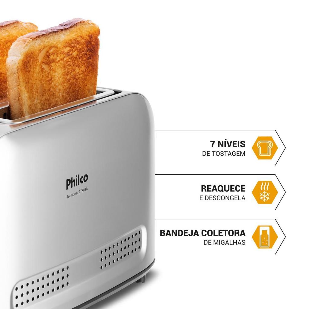 Torradeira Philco 3 funções 7 Níveis de tostagem PTR03A · foto 2