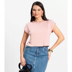 Blusa Básica Feminina Viscotorcion Rovitex Rosa