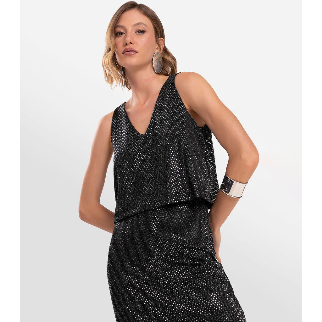 Regata Feminina Com Lantejoula Endless Preto