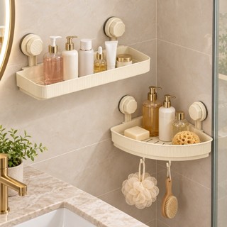 Prateleira para Banheiro | Porta Shampoo Organizador de Parede Sem Furar | Suporte Reto ou Canto com Sucção a Vácuo