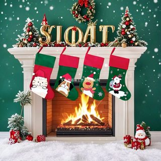 2026 Saco de presente de estoque de Natal Linho Papai Noel Bordado Estoque de Natal Presente de Natal Pingente de Natal