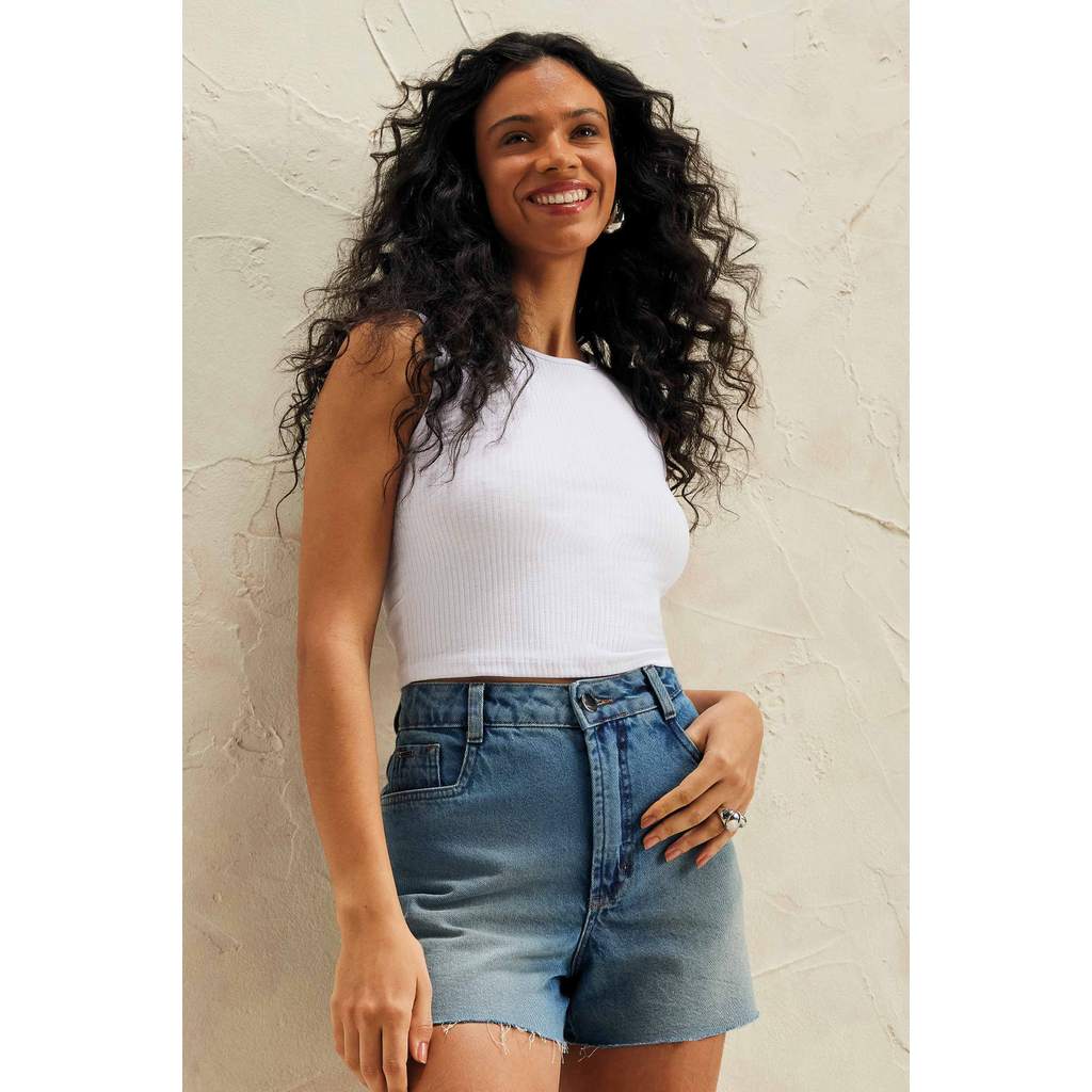 Short Feminino Jeans Vintage Marialícia Azul