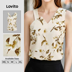 Lovito Top Elegante com Padrão Superior Assimétrico para a primavera/verão TKB201P1D377