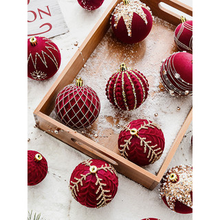 NUCHI decoração de natal transfronteiriça 8CM bola pintada de natal vermelho reunindo bola de natal diy enfeites de árvo