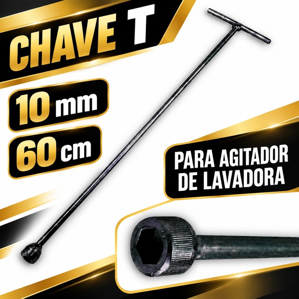 Chave T Boca 10mm Comprimento 60cm Para Reparo De Lavadora
