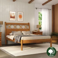 Cama Gramado 90 Madeira Maciça Marrom/Mogno Mel Solteiro