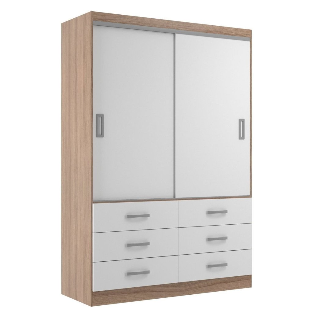 Guarda Roupa Casal 2 Portas de Correr 6 Gavetas Veneza Premium Yescasa Marrom/Demolição/Branco Demolição/Branco · foto 2