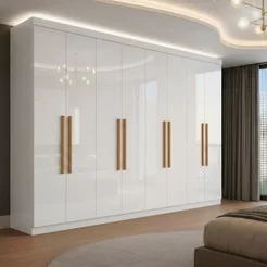 Guarda-Roupa 8 Portas 4 Gavetas Paris Branco Branco