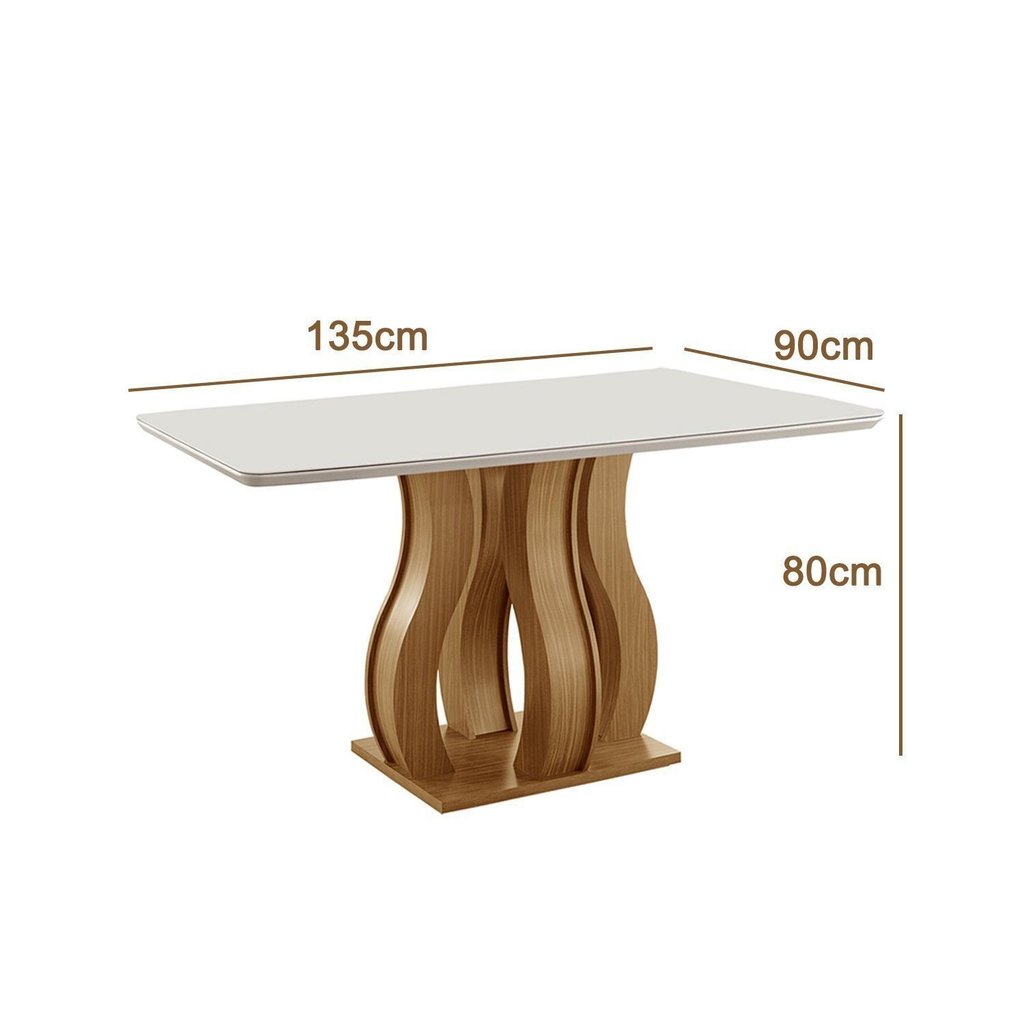 Mesa de Jantar Tampo Vidro/MDF 135x90cm Nuance Yescasa Marrom/Castanho Cinamomo/Off White Castanho Cinamomo/Off White · foto 2