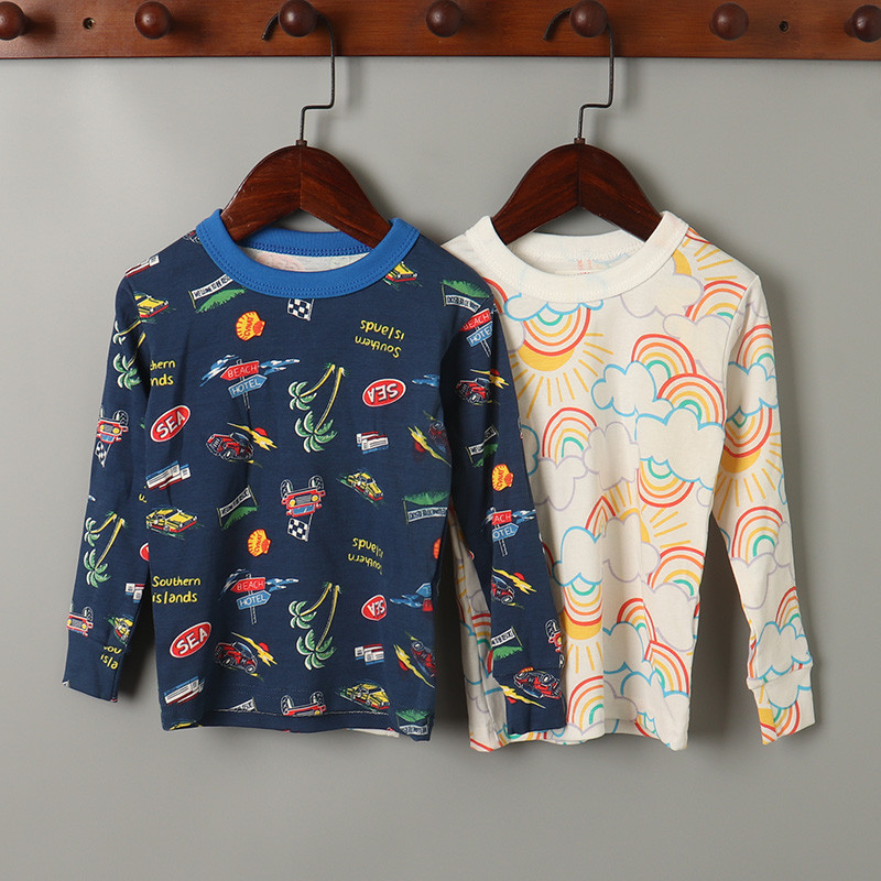 AA comércio exterior primavera outono crianças meninos meninas crianças puro algodão camisa de fundo em torno do pescoço
