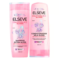 Kit Shampoo Elseve Glycolic Gloss 400ml + Condicionador Elseve Glycolic Gloss 400ml