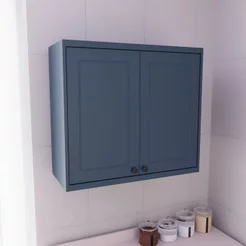 Armário Aéreo 80cm 2 Portas 100% MDF Cozinha Sevilha Herval Azul Azul