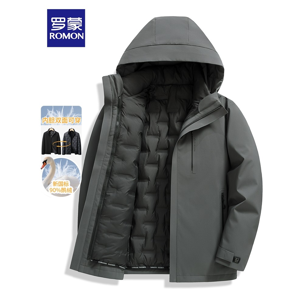 [Uma roupa quatro roupas] Jaqueta Romon Down Jaqueta de inverno ao ar livre com forro de veludo Jaqueta de inverno para 