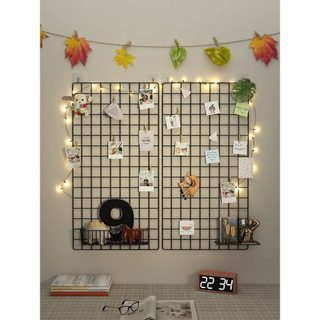 Grade de exibição rack quarto decoração da parede foto grade rack fio grade perfuração livre fio malha cabide