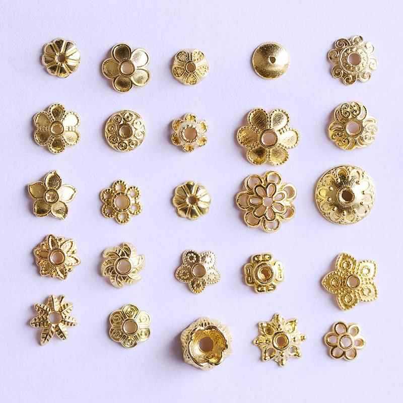 Ouro brilhante pequeno receptáculo espaçador acessórios espaçador pulseira acessórios colar pulseira espaçador contas ar