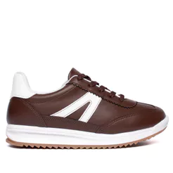 Tênis Feminino Vizzano Casual Pelica Recortes Marrom/Branco