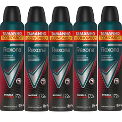 Kit Desodorante Rexona Aerosol Antibacterial Invisible 250ml - 5 Unidades