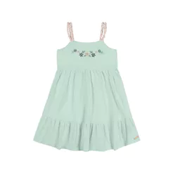 Vestido Infantil Menina Bordado Flor Colorittá Verde