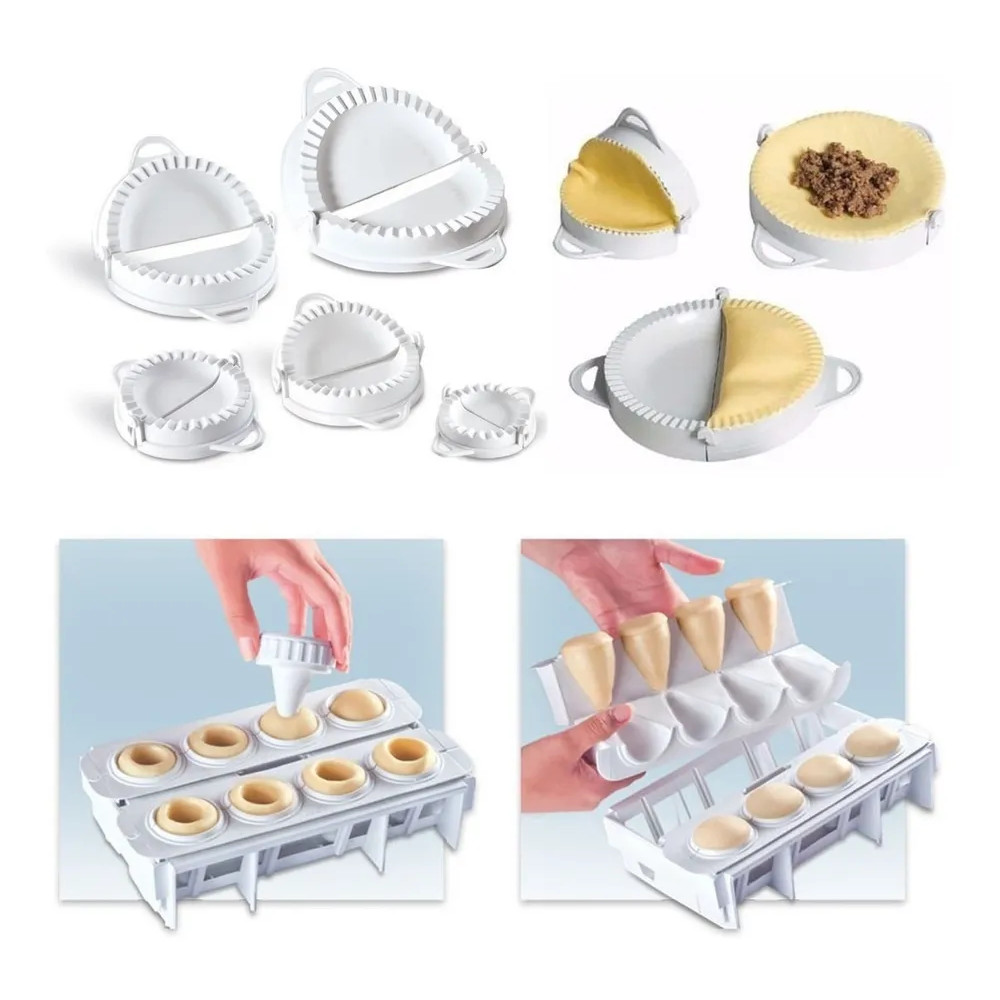 2x Fecha Pastel Fogazza 5 Formas + Molde Coxinha 8 unid.