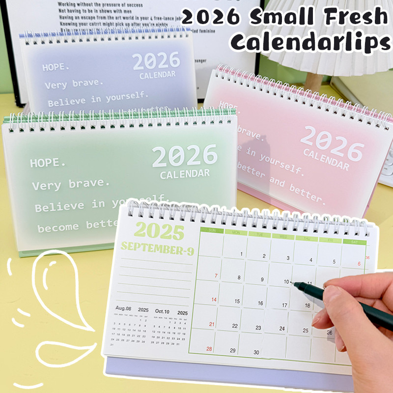4 Unidades De Calendário De Mesa Fresco Estilo Coreano 2026 | Layout Minimalista Elegante , Impressão Vívida Em Papel Du