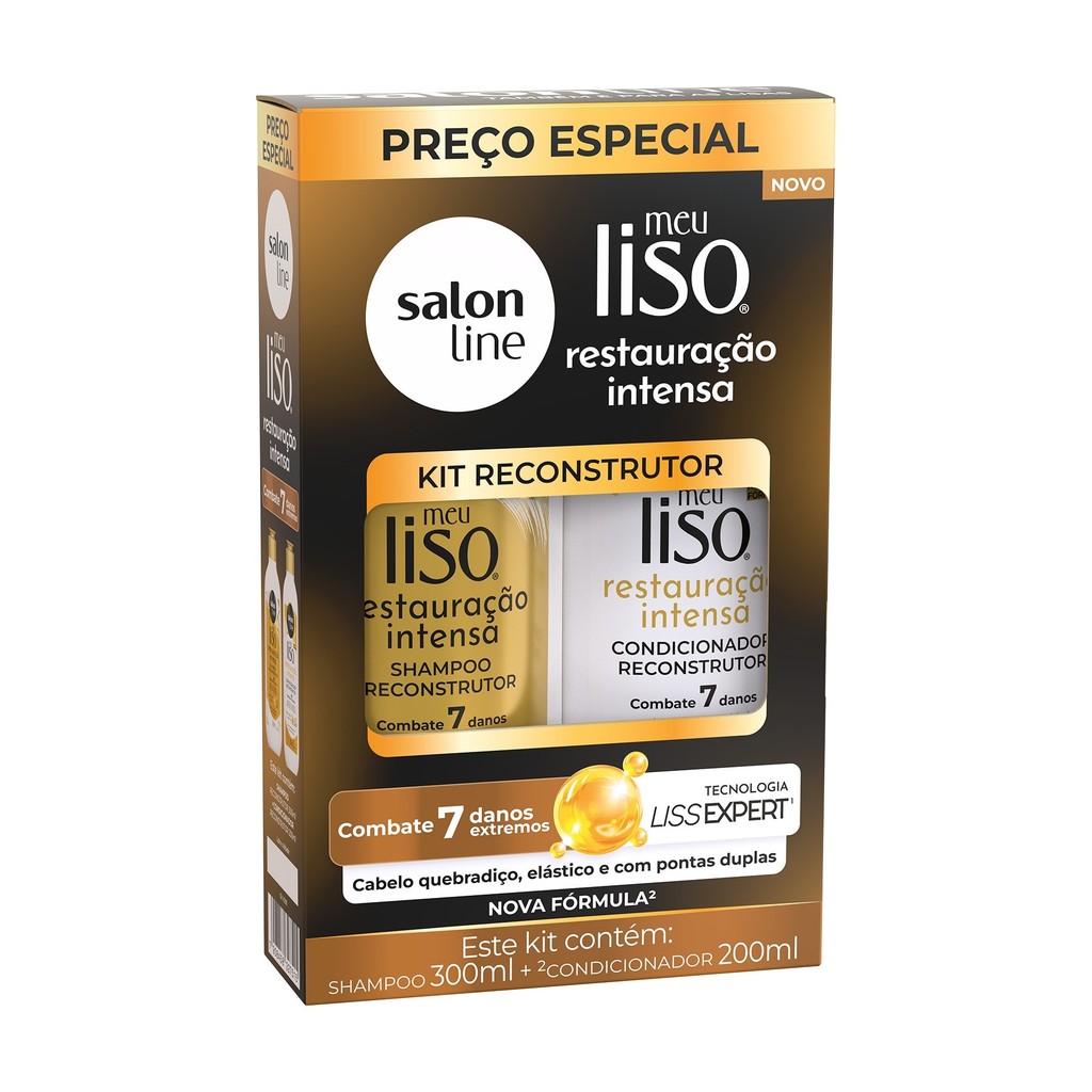 Kit Shampoo 300ml + Condicionador 200ml  Meu Liso Restauração Intensa